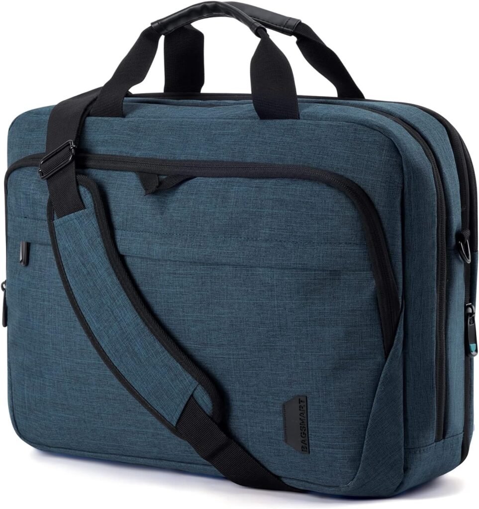 BAGSMART 17.3 Inch Laptop Bag, Expandable Computer Bag Laptop Briefcase Men Women,Laptop Shoulder Bag,Work Bag Business Travel Office, Dark Blue