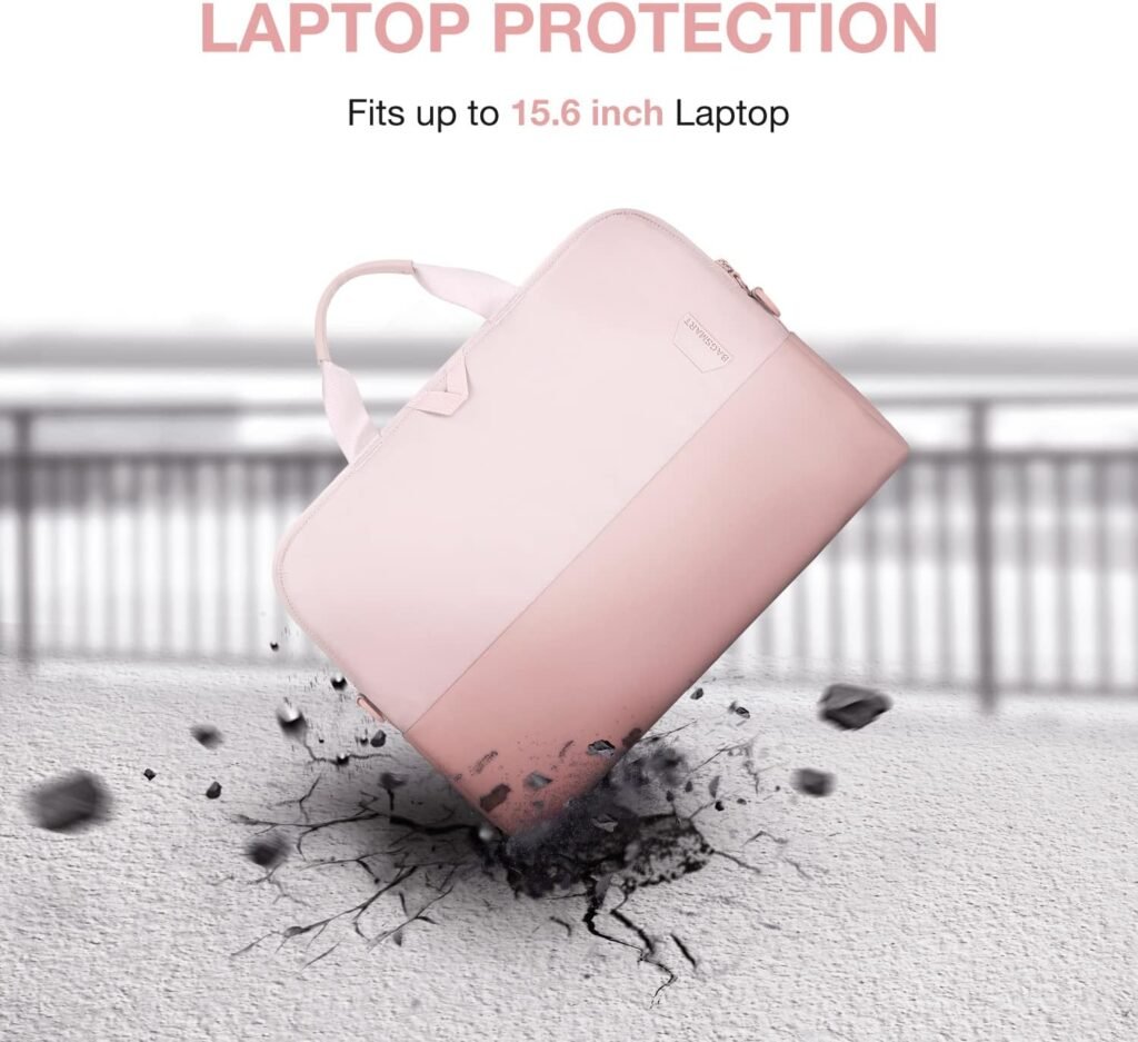 BAGSMART Laptop Bag for Women, 15.6 Inch Laptop Case,Slim Computer Bag,15 Inch Messenger Shoulder Bag, Laptop Briefcase for Business Office Travel, Light Pink
