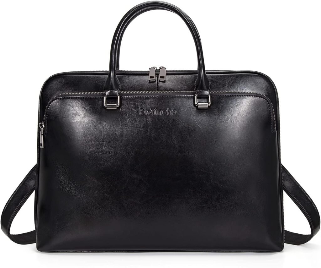 Blofinche Laptop Messenger shoulder bag: Genuine Leather work Briefcase 13.3 15.6 inch designer handbag