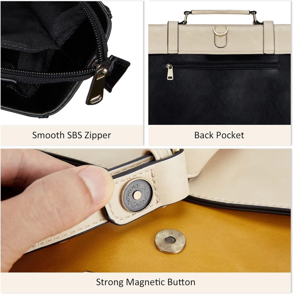 ECOSUSI Briefcase for Women Stylish 15.6 inch Laptop Bag Backpack Vegan Leather Messenger Bag Computer Satchel Bag