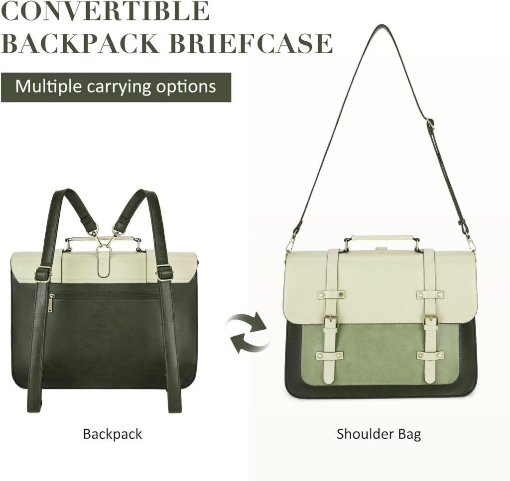 ECOSUSI Briefcase for Women Stylish 15.6 inch Laptop Bag Backpack Vegan Leather Messenger Bag Computer Satchel Bag