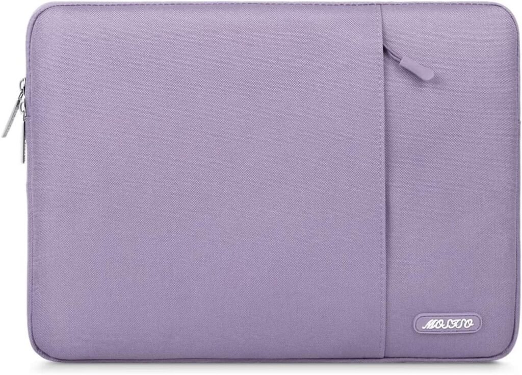MOSISO Laptop Sleeve Bag Compatible with MacBook Air/Pro, 13-13.3 inch Notebook, Compatible with MacBook Pro 14 inch M3 M2 M1 Chip Pro Max 2023-2021, Polyester Vertical Case with Pocket, Purple