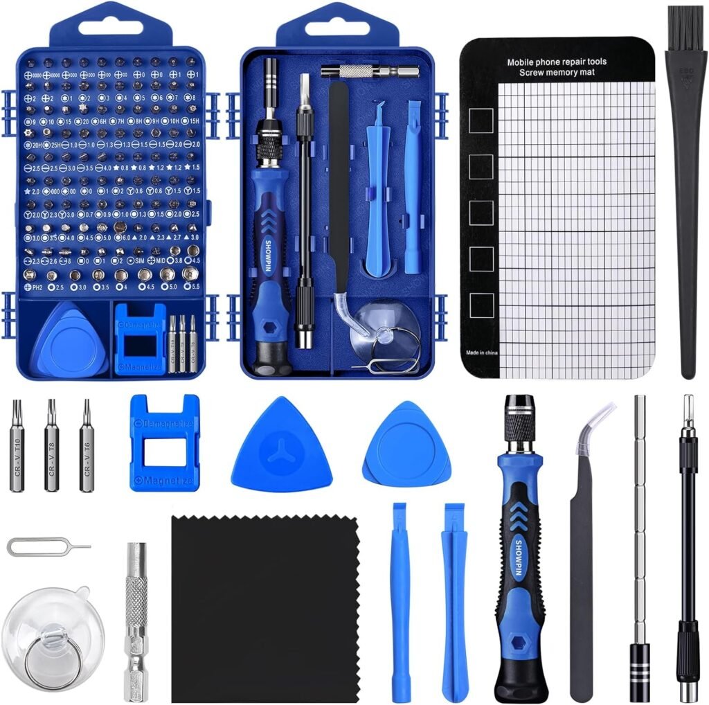 SHOWPIN 122 in 1 Precision Computer Screwdriver Kit, Laptop Screwdriver Sets with 101 Magnetic Drill Bits, Electronics Tool Kit Compatible for Tablet, PC, iPhone, PS4 Repair