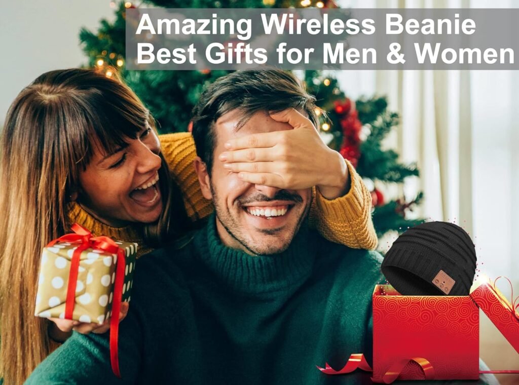 Bluetooth Beanie,Unique Christmas Tech Gifts for Boyfriend Him Men Women Teen Boys Girls Teenage Stocking Stuffers Friend Black
