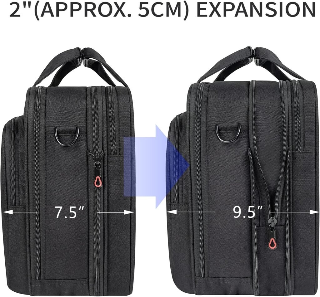 EMPSIGN Stylish Laptop Bag Briefcase, 17.3 Inch Laptop Case Expandable Messenger Bag for Men Water Repellent, RFID Blocking Office Carrying Shoulder Bag for Work Business Travel-Black