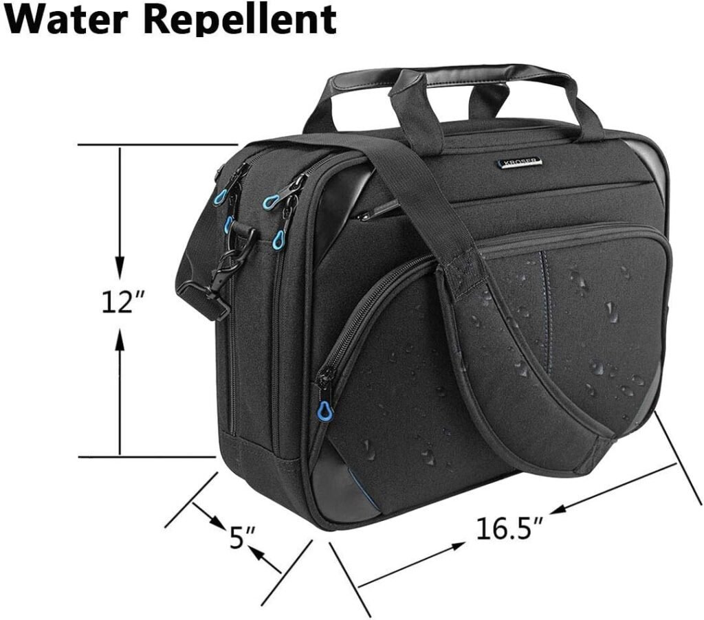 KROSER Laptop Bag 17.3 Inch Premium Laptop Briefcase, Expandable Water Repellent Laptop Shoulder Messenger Bag Durable Computer Case for Business/Travel/Men/Women (Black/Red)