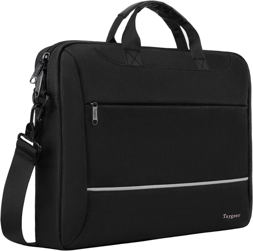 Taygeer Laptop Case 15.6 inch, Water Resistant Computer Carrying Case Durable Slim Laptop Bag, Work Gifts for Men Women, Business Portable Shoulder Bag for HP Dell Lenovo Asus Microsoft Surface, Black