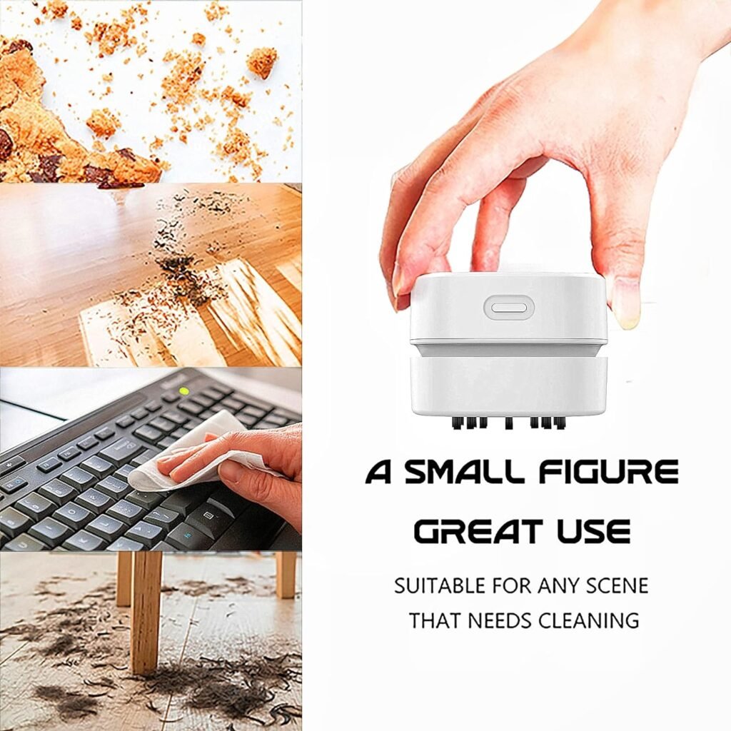 TRZLIFE Desk Vacuum Cleaner, Upgraded Mini Table Vacuum Improved Details Rechargeable Higher Suction More Durable Energy Saving Mini Vac Sucks up Tiny Items Crumbs Flakes for Desktop Drawer Countertop