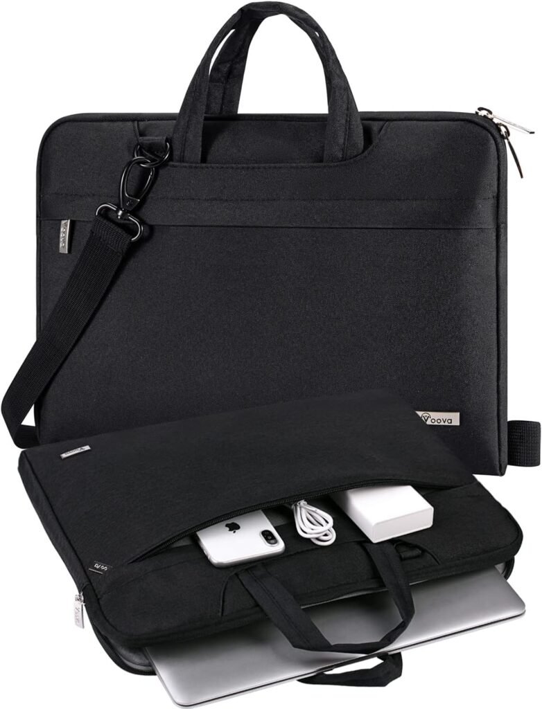 V Voova Laptop Shoulder Bag Carrying Case 17 17.3 inch for Men Women,Slim Computer Sleeve Tablet Cover Compatible with MacBook 17,HP Envy 17/Pavilion 17,Lenovo,Acer Asus Dell Notebook,Black