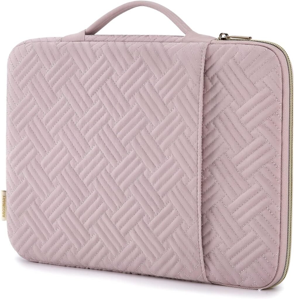 BAGSMART 15.6 inch Laptop Carrying Sleeve Case, Laptop Cover Compatible with 16 Inch MacBook Air Pro, Compatible with 15.6 inch HP, Dell, Lenovo,Asus Notebook,Laptop Carrying Bag with Pocket,Pink