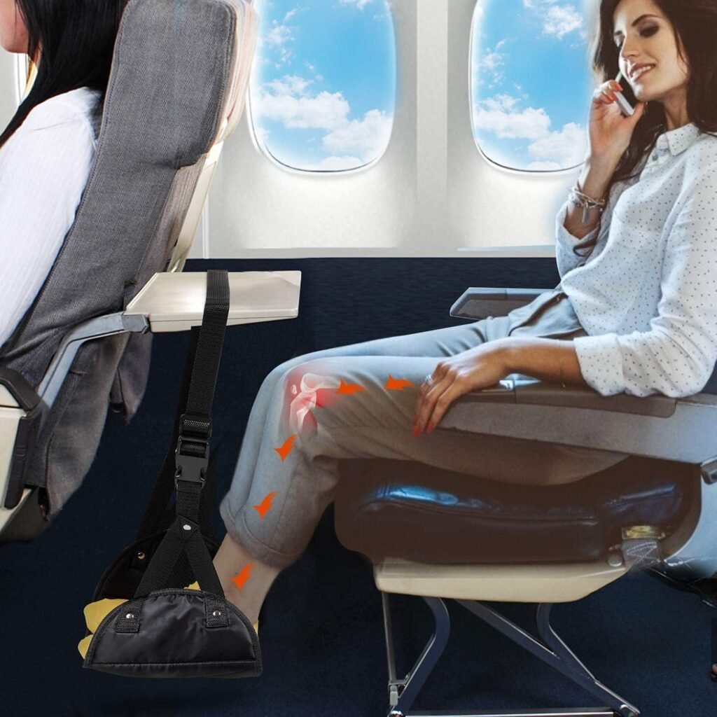 Foot Rest,Portable Travel Essentials Footrest Flight Carry-On Foot Rest Adjustable Height Foot Rest Travel Accessories Footrests Hammock,Black