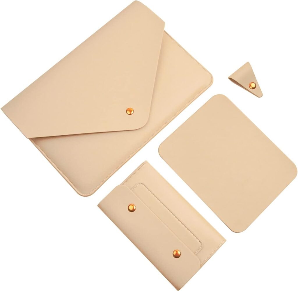 Laptop Sleeve 13 Inch Compatible with New 2022 MacBook Air 13, New MacBook Pro 13, Dell XPS 13 with Small Pouch, Mouse Pad and Cord Organizer, Color Beige