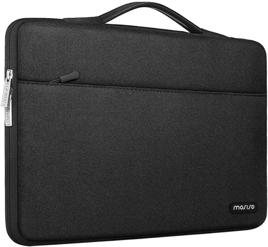 MOSISO 360 Protective Laptop Sleeve Compatible with MacBook Air/Pro, 13-13.3 inch Notebook, Compatible with MacBook Pro 14 inch M3 M2 M1 Chip Pro Max 2023-2021, Polyester Bag with Belt, Black