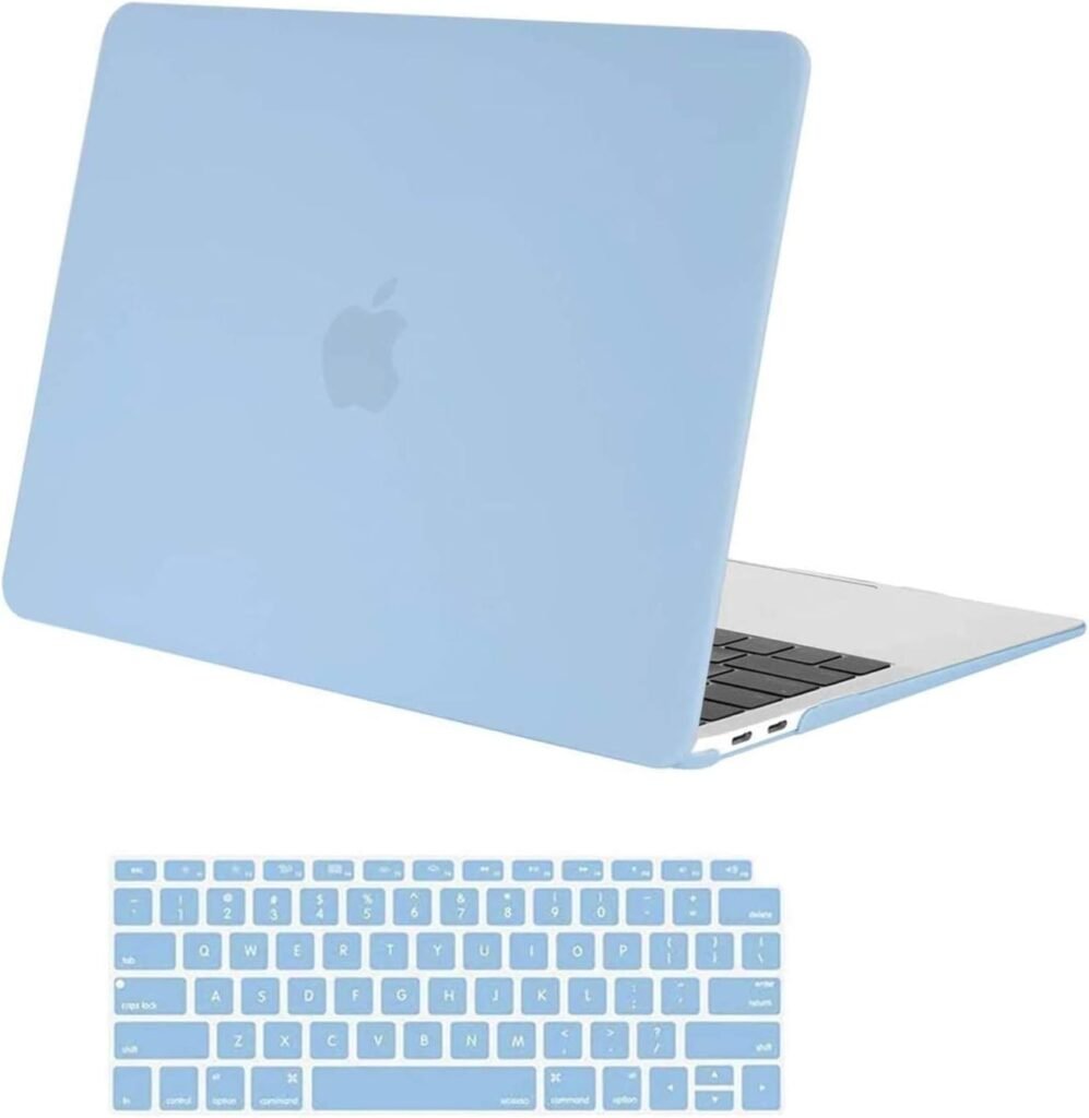 MOSISO Compatible with MacBook Air 13 inch Case 2022 2021 2020 2019 2018 Release A2337 M1 A2179 A1932 Retina Display with Touch ID, Plastic Hard Shell Case  Keyboard Cover Skin, Airy Blue