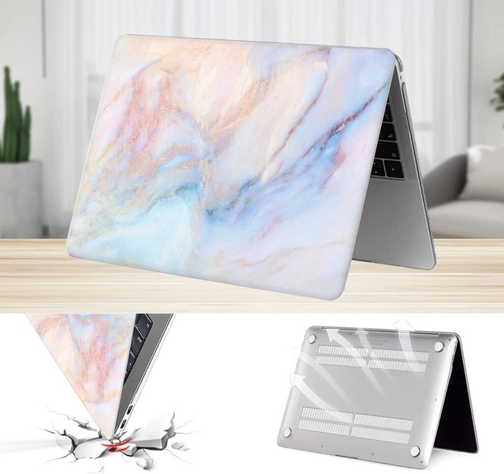 SaharaCase - Apple MacBook Pro 14 Laptops Hybrid-Flex Arts Case with Silicone KeyPad Cover - Sleek Hard Shell, Snap-On, Anti-Slip Grip (Black Rose)