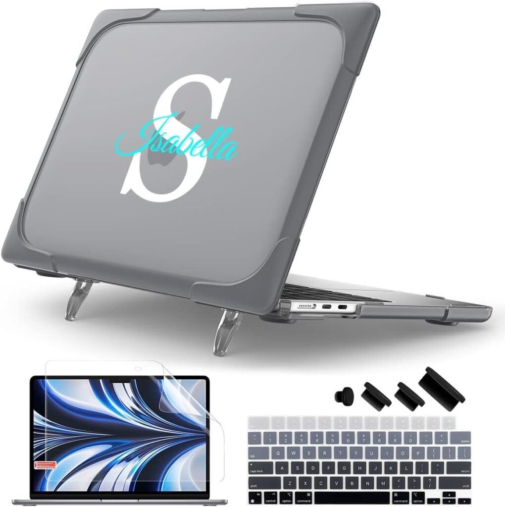 Batianda for New MacBook Air 13.6 inch Case 2022 2023 2024 Release Model A2681(M2) A3113(M3), Heavy Duty Shockproof Protective Hard Shell with Fold Kickstand  Keyboard Cover Screen Protector, Teal