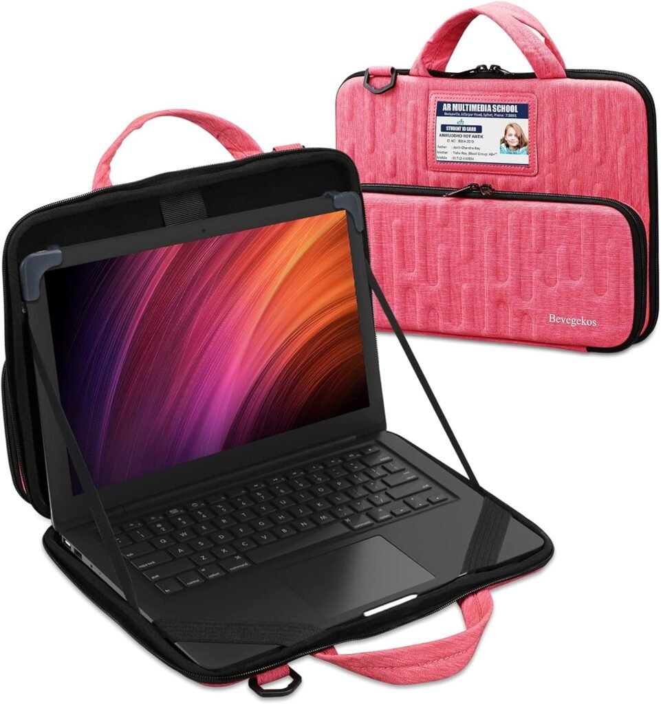 Chromebook Hard Case 11.6 Inch, Work-in Laptop Case with Shoulder Strap (Black, 11-11.6 inch)