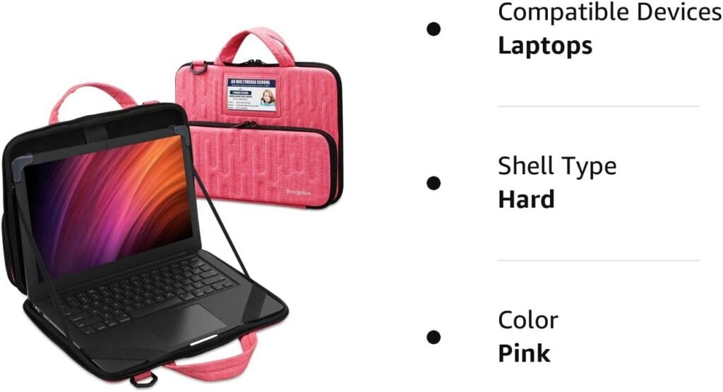 Chromebook Hard Case 11.6 Inch, Work-in Laptop Case with Shoulder Strap (Black, 11-11.6 inch)