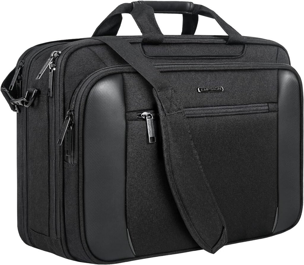 EMPSIGN 17.3 Inch Laptop Bag Briefcase, XL Gaming Computer Bag Laptop Case for Men  Women, Water Repellent, Office Carrying Case Shoulder Bag for Work Business Commute Travel School-Black