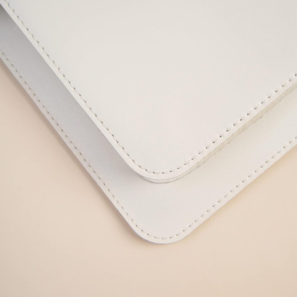 Leather Laptop Sleeve 13 Inch Compatible for 2022 13inch MacBook Air M2,13 MacBook Pro M2, Surface Pro 3 4 5 6 7, Dell XPS 13 Color White