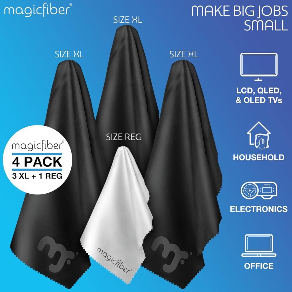 MagicFiber Microfiber Cleaning Cloth, 6 Pack - Premium Cloth for Glasses, Lens, Screens  More