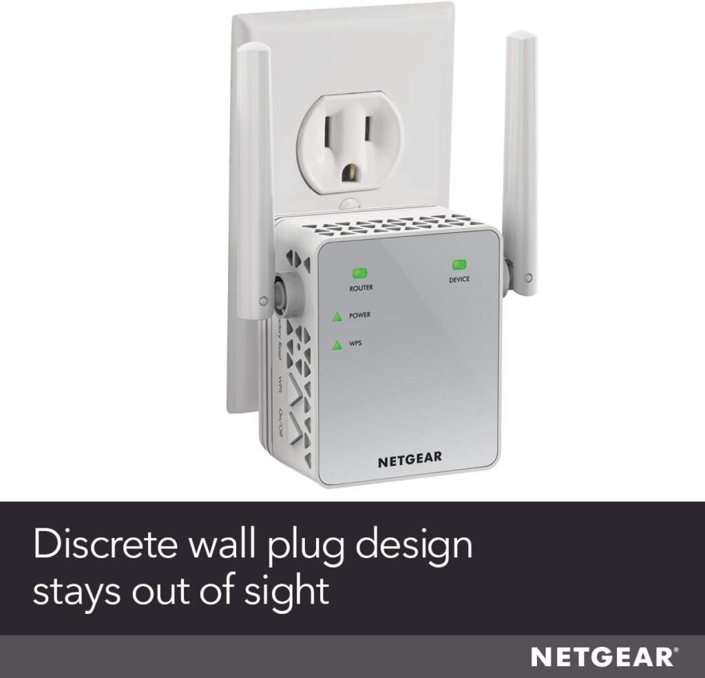 NETGEAR Wi-Fi Range Extender EX3700 - Coverage Up to 1000 Sq Ft and 15 Devices with AC750 Dual Band Wireless Signal Booster  Repeater (Up to 750Mbps Speed), and Compact Wall Plug Design