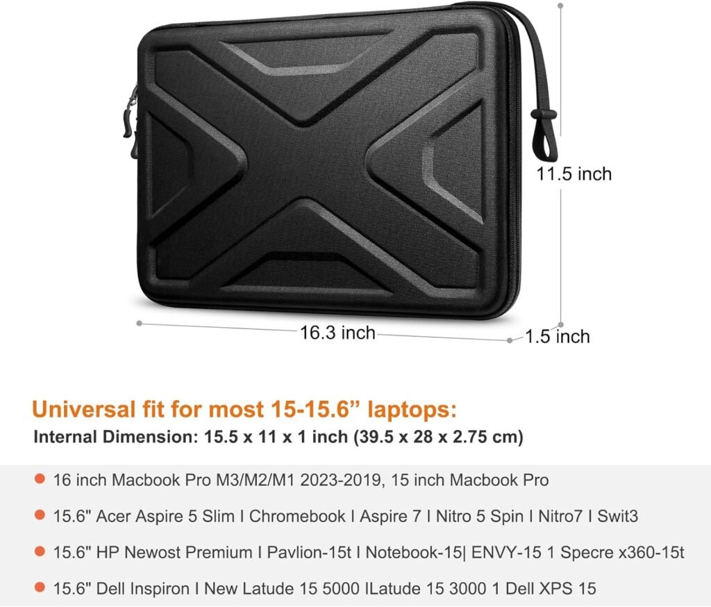 SITHON Hard Shell Laptop Sleeve Case for 16 MacBook Pro (M3/M2/M1 Pro/Max) A2991 2023-2019, ASUS VivoBook 15.6, 15 Surface Book and Acer/HP/Lenovo/Dell Chromebook, Shock Absorption Computer Bag