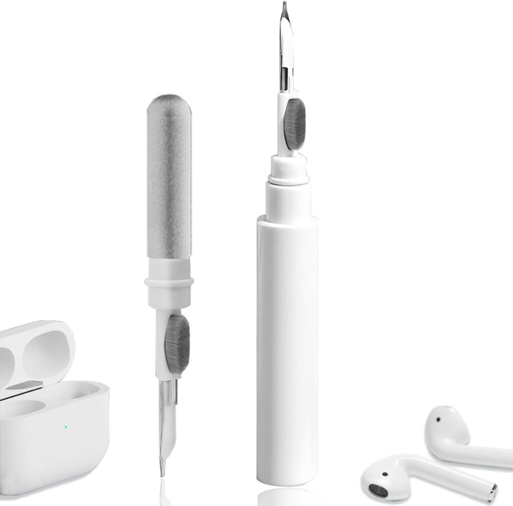 Airpods Cleaner Kit,Earbuds Cleaning kit for Airpods Pro 1 2 3, Multi-Function Cleaning Tool with Brush for Wireless Earphones Bluetooth Headphones Camera and iPhone(White)