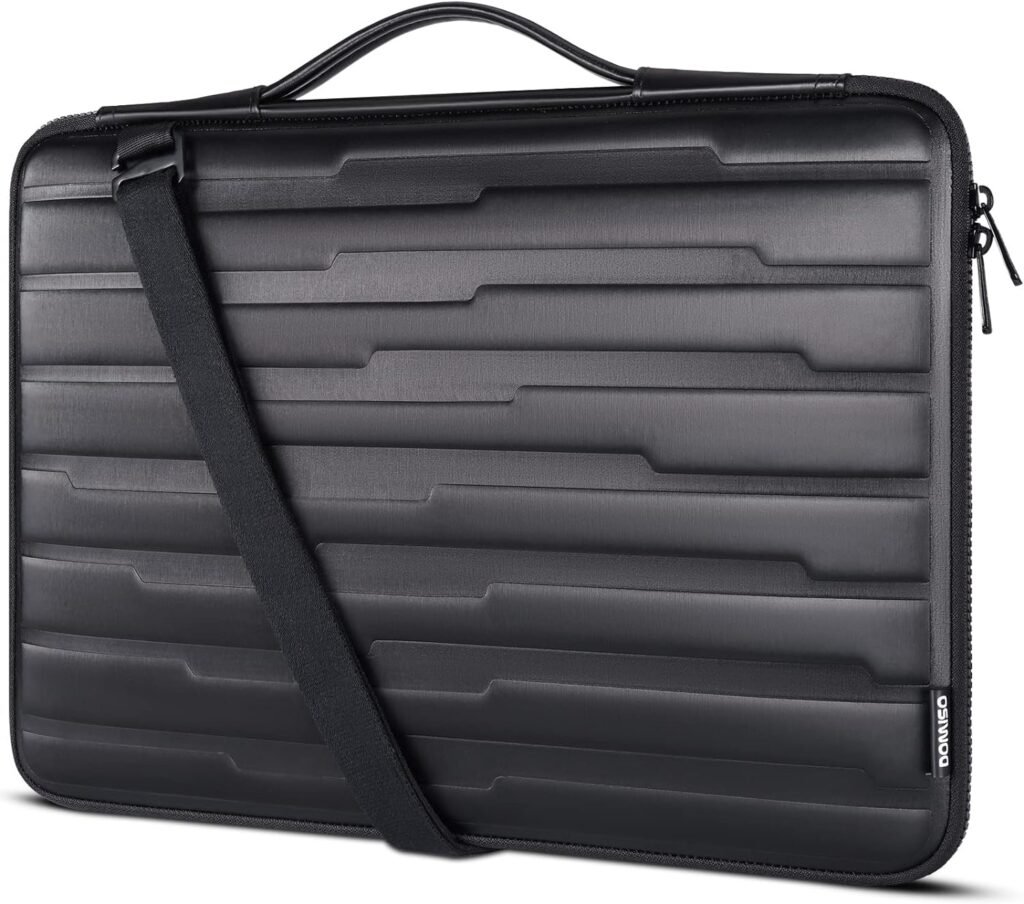 DOMISO 15.6 Inch Laptop Sleeve Shouder Bag Shock Resistant Protective Case Handbag for 15.6 Lenovo IdeaPad 520 / Dell Inspiron 15 3000 3573 / HP/SAMSUNG/Acer Computer, Black