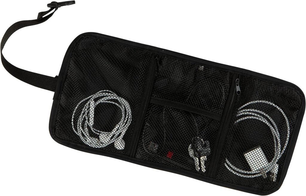 GForce Tech Cable Accessory Organizer | Travel Sized Bag | Electronics Chargers and Cords | Mesh Pockets | Portable | Black