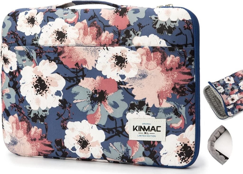 Kinmac 360° Protective Water Resistant Laptop Sleeve case Bag with Handle for MacBook Pro 14 inch,13.5 inch-13.9 inch and 14 inch Laptop (Camellia)