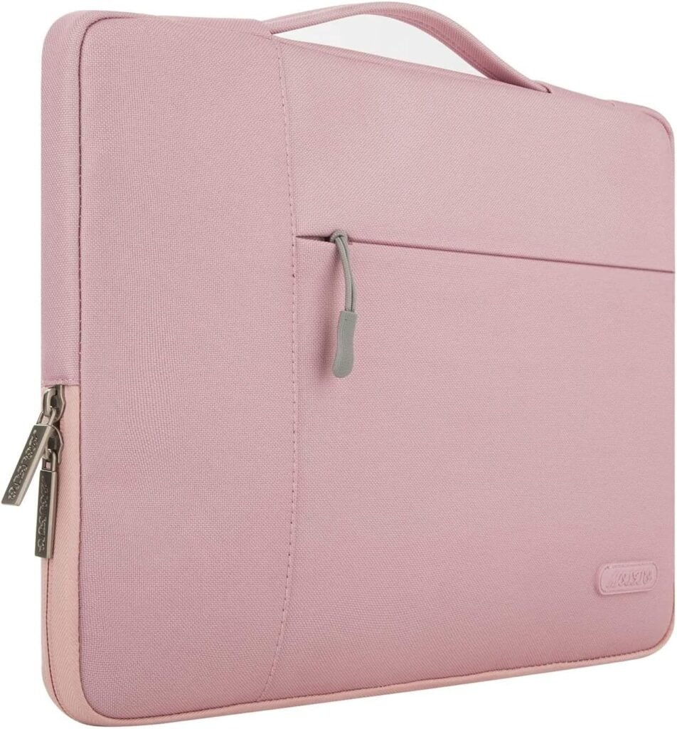 MOSISO Laptop Sleeve Compatible with MacBook Air/Pro, 13-13.3 inch Notebook, Compatible with MacBook Pro 14 inch M3 M2 M1 Chip Pro Max 2023-2021, Polyester Multifunctional Briefcase Bag, Pink