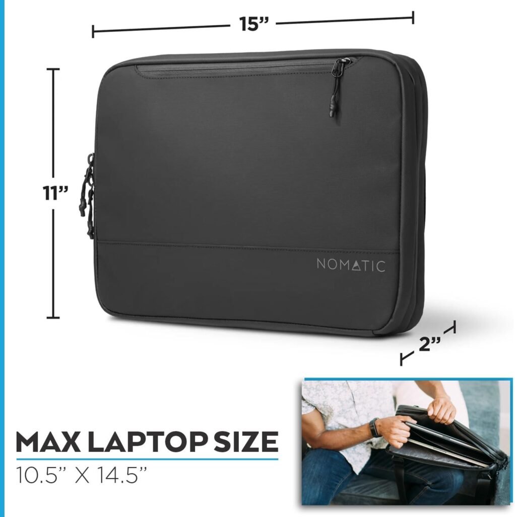 NOMATIC Tech Case: Laptop Protective Case for MacBook Air, iPad Pro, Chromebook Notebook Computer and Chargers, Water Resistance Laptop Computer Bag