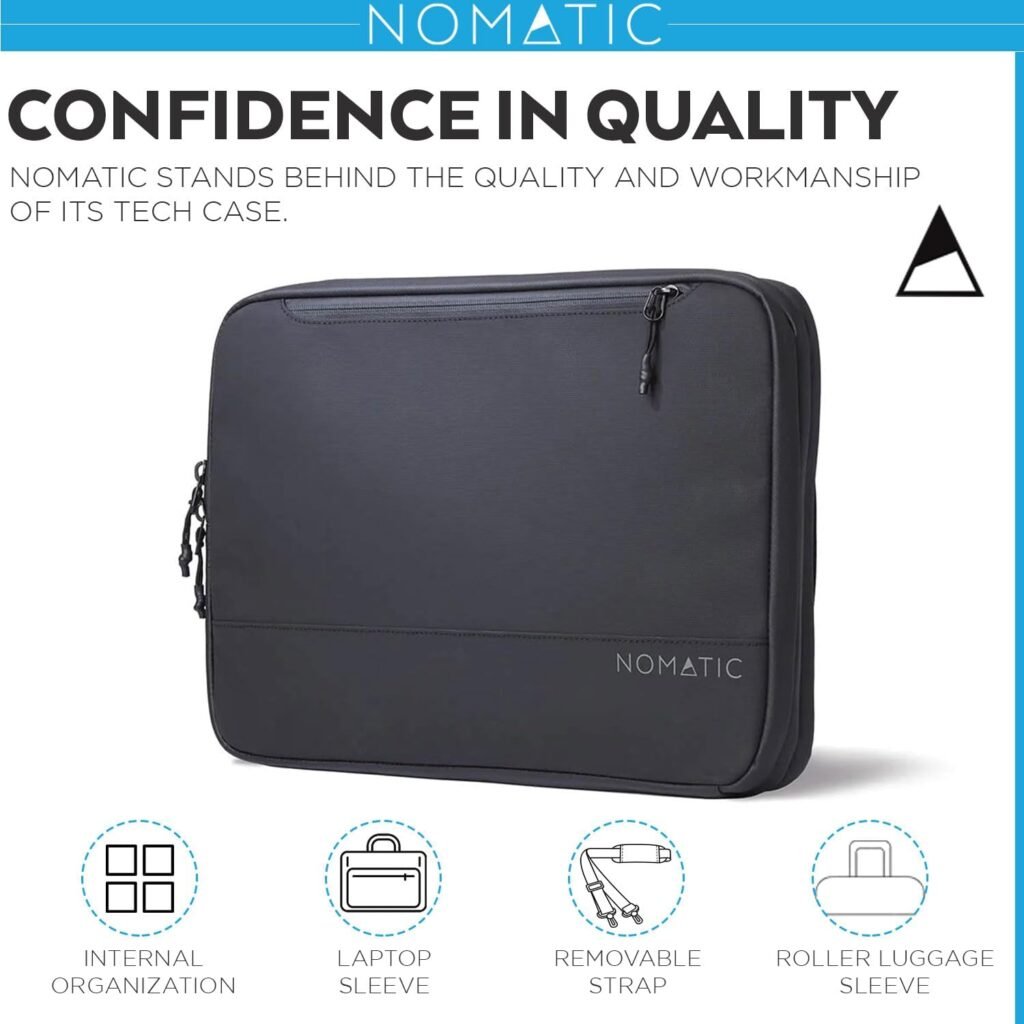 NOMATIC Tech Case: Laptop Protective Case for MacBook Air, iPad Pro, Chromebook Notebook Computer and Chargers, Water Resistance Laptop Computer Bag