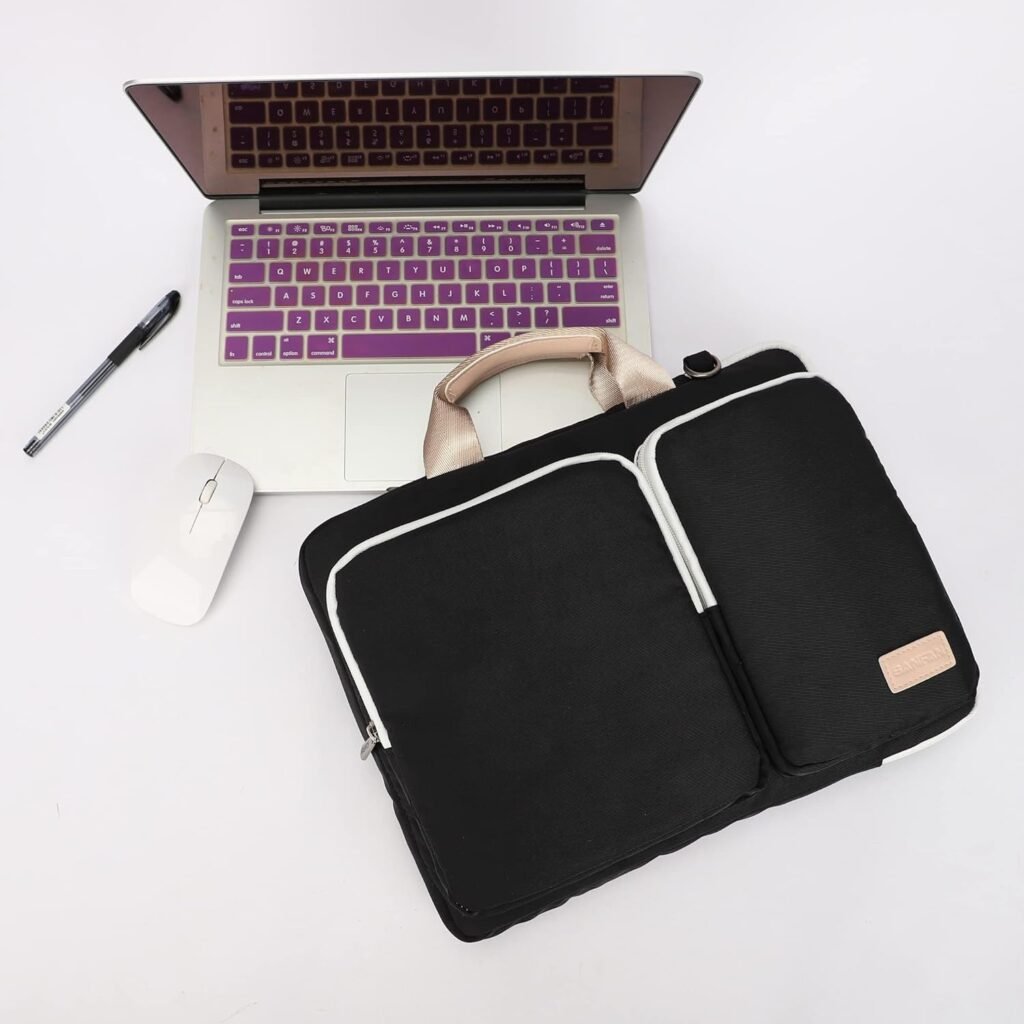 SANFAN 360° Protective Laptop Shoulder Bag Sleeve Case For MacBook Pro 14 inch and 14 inch Laptop (Black)