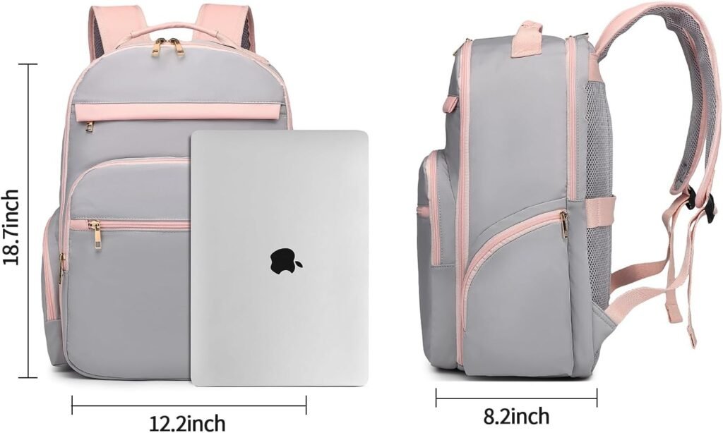 seyfocnia Travel Backpack for Women, Carry On Laptop Backpack Flight Approved 17.3 Inch Computer Bag with USB Charging Port Backpack Casual Daypack Work Backpacks (Dusty Pink)