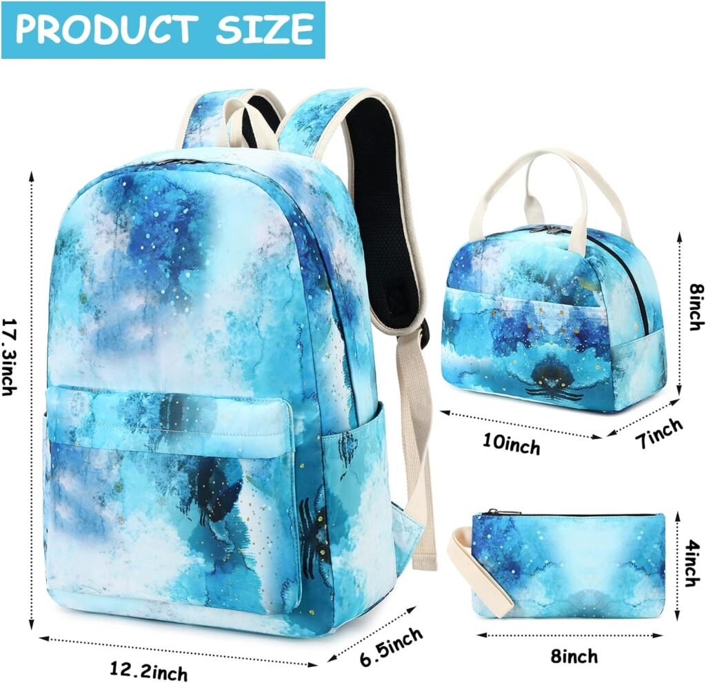 Bluboon Teen Girls School Backpack Kids Bookbag Set with Lunch Box Pencil Case Travel Laptop Backpack Casual Daypacks