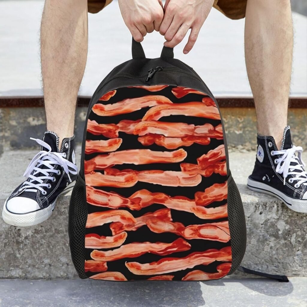 Casual Backpack Laptop Backpack Bacon Pattern Print Travel Backpacks