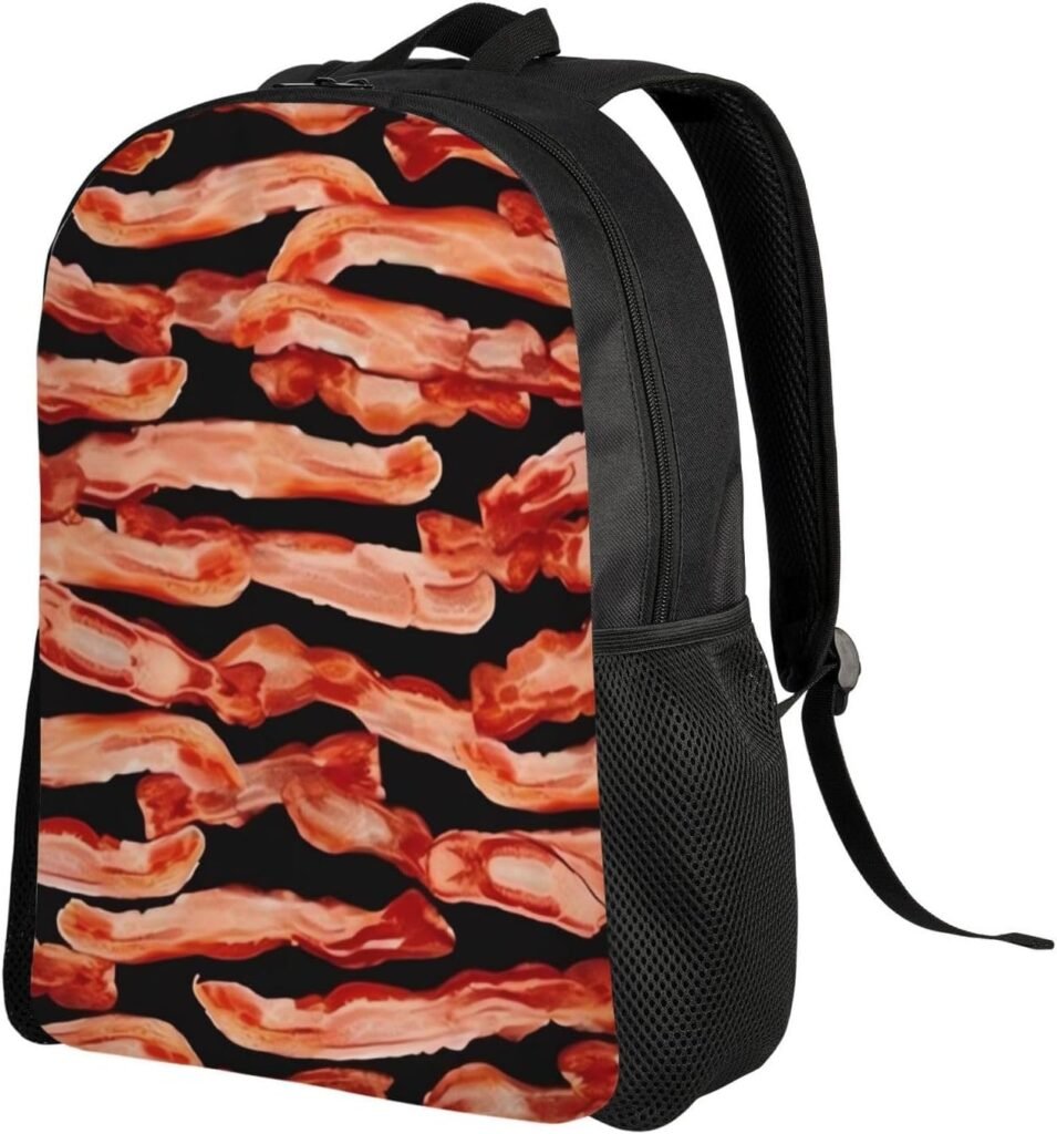 Casual Backpack Laptop Backpack Bacon Pattern Print Travel Backpacks