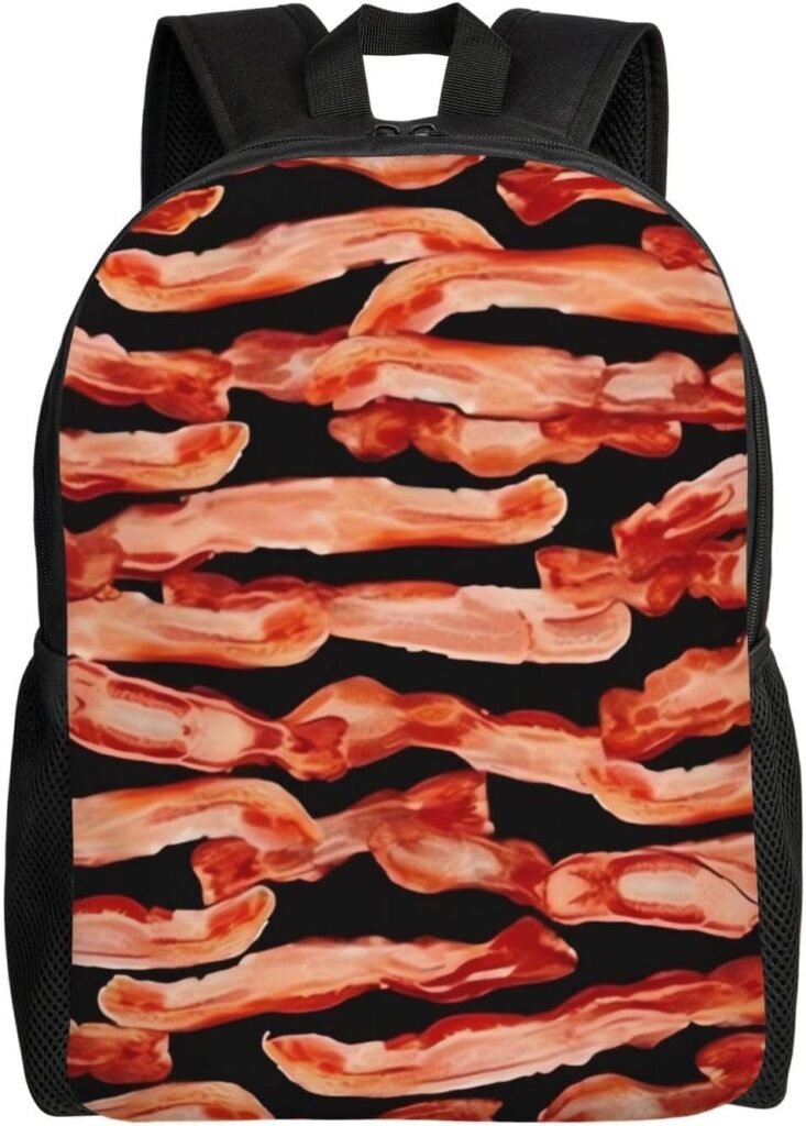 Casual Backpack Laptop Backpack Bacon Pattern Print Travel Backpacks