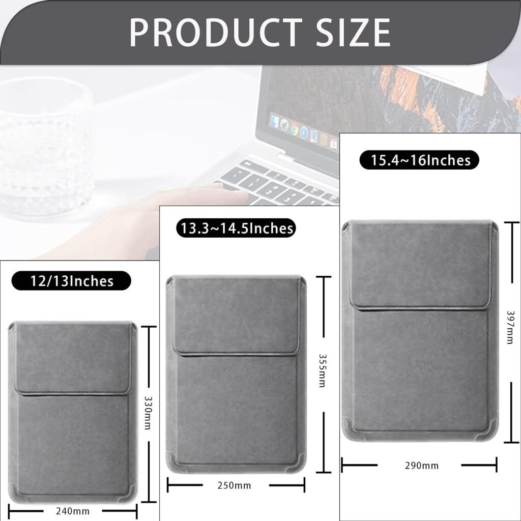 Laptop Sleeve with Stand 13-14 Inch Leather Laptop Case with Mouse Pad Notebook Computer Protective Cover Slim Bag for MacBook Air/Pro Dell Lenovo ThinkPad HP Samsung Asus Acer LG Chromebook