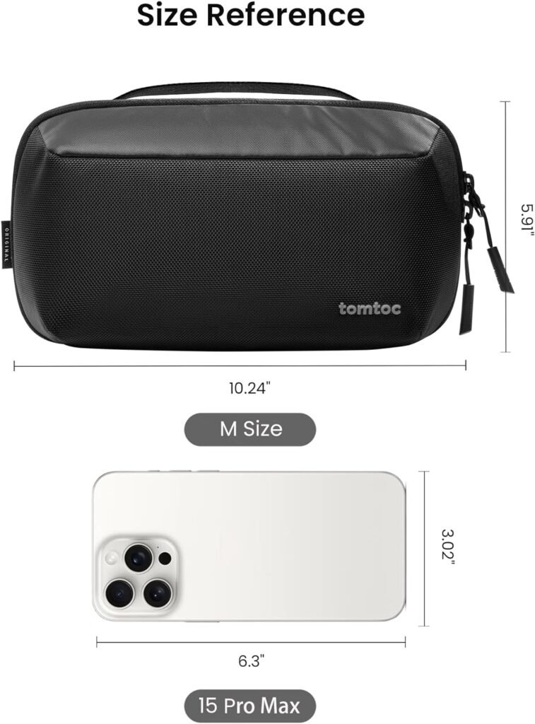 tomtoc Electronic Organizer Accessory Tech Pouch for MacBook Charger, Cables, Power Bank, Hard Drive, Cords, Water-resistant Storage Bag with a Card Slots for USB Adapter, Memory Card, Navy Blue