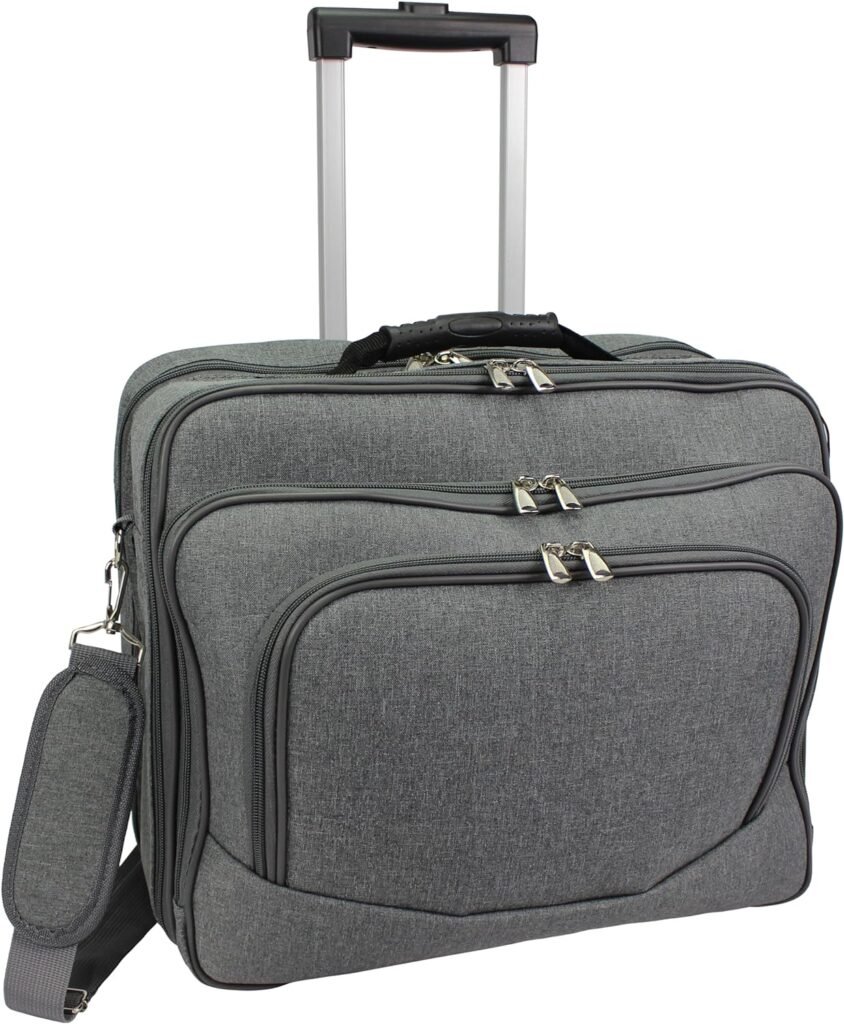 World Traveler Rolling 17-Inch Laptop Briefcase Computer Case, Grey, One Size