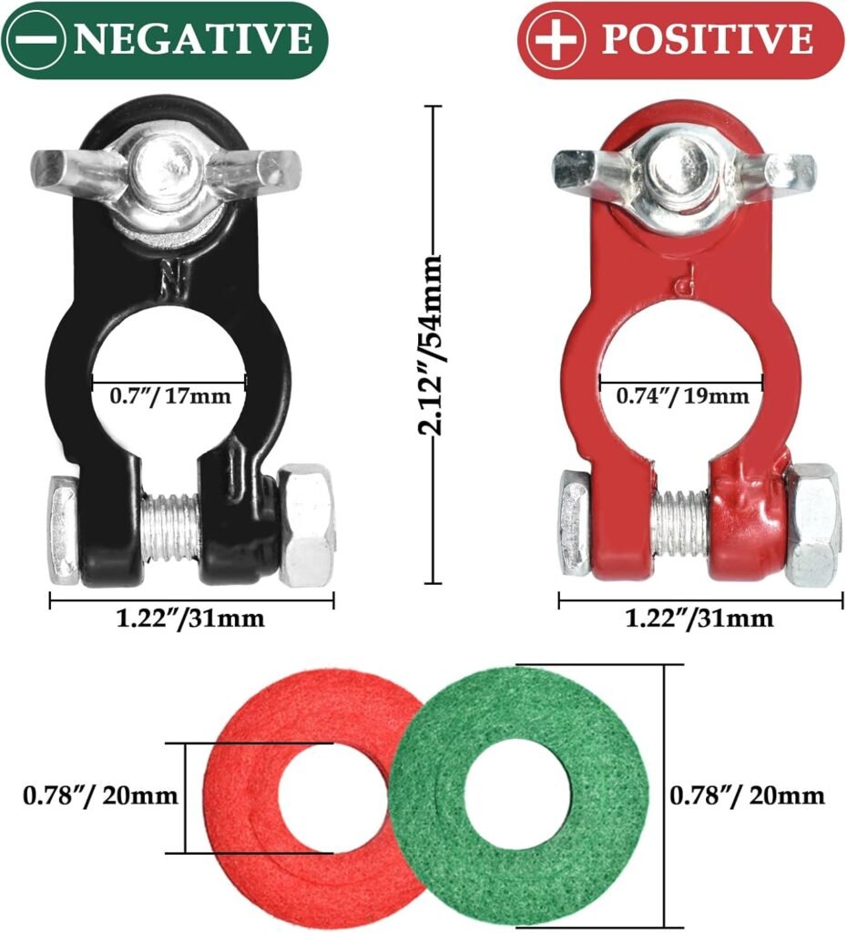 SDTC Tech Battery Terminals Top Post Battery Terminal Connectors for RV Motorbike Car Truck Boat Caravan (1 Pair)